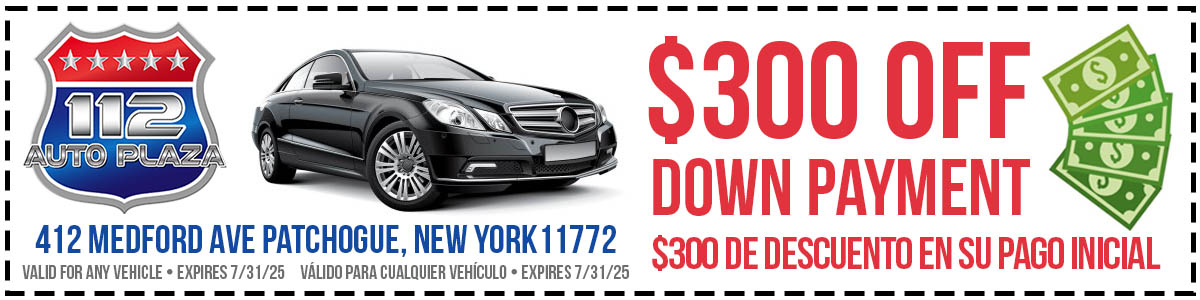 $300 Coupon For Down Payment On Any Car